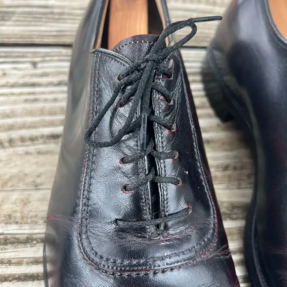 Vintage Johnston & Murphy Oxblood Plain Toe Oxford Shoes 8.5D Leather + Trees
